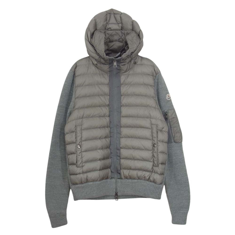 MONCLER モンクレール 国内正規品 maglione tricot cardigan マグリオン トリコ カーディガン ニット切替 ダウン ジャケット グレー系 S【中古】