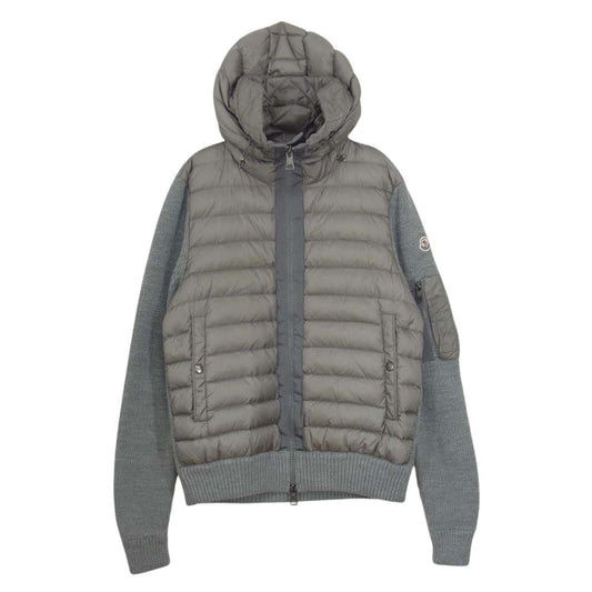 MONCLER モンクレール 国内正規品 maglione tricot cardigan マグリオン トリコ カーディガン ニット切替 ダウン ジャケット グレー系 S【中古】