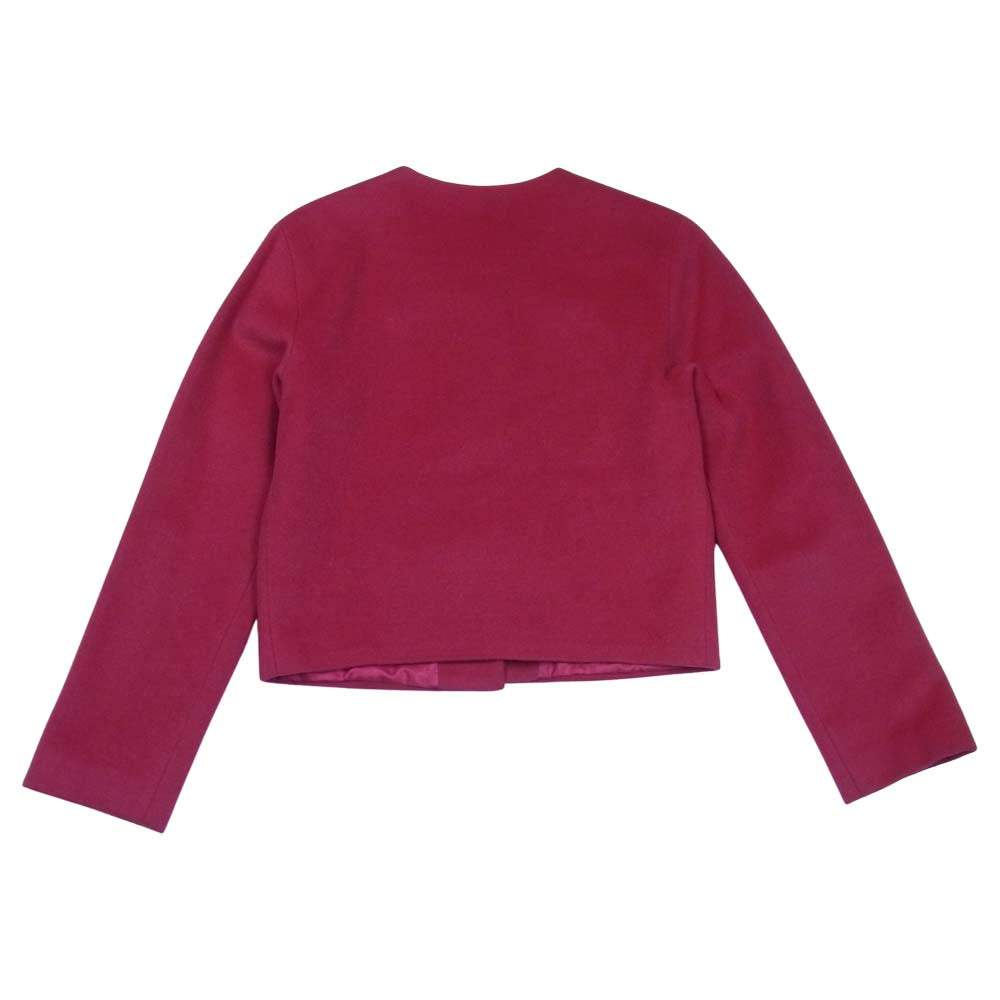 agnes b. アニエスベー カシミヤ＆アンゴラ混ウール ノーカラー ジャケット レッド系 1【中古】