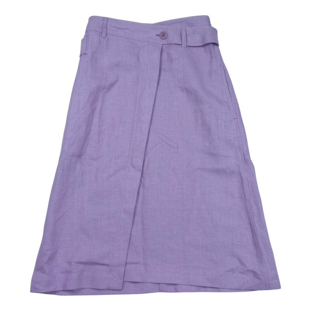 サヤカデイヴィス リネン ラップ スカート ラップスカート ベルト パープル系 表記無【中古】