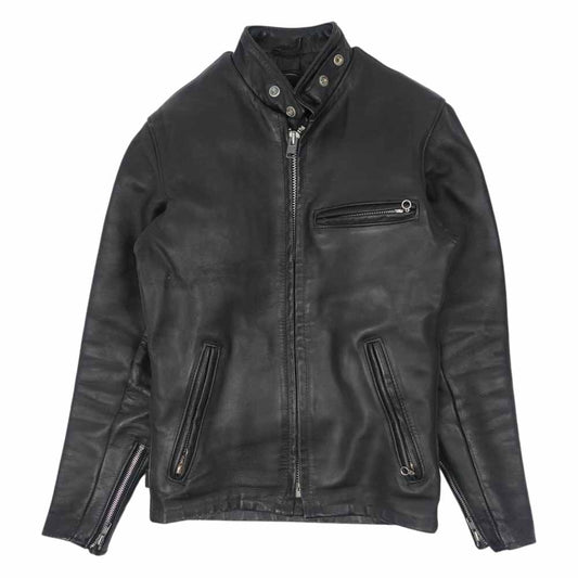 schott ショット ボアライナー付 シングル ライダース ジャケット ブラック系 32【中古】