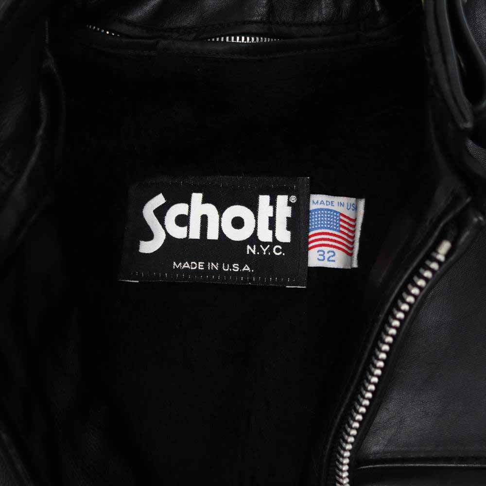 schott ショット ボアライナー付 シングル ライダース ジャケット ブラック系 32【中古】