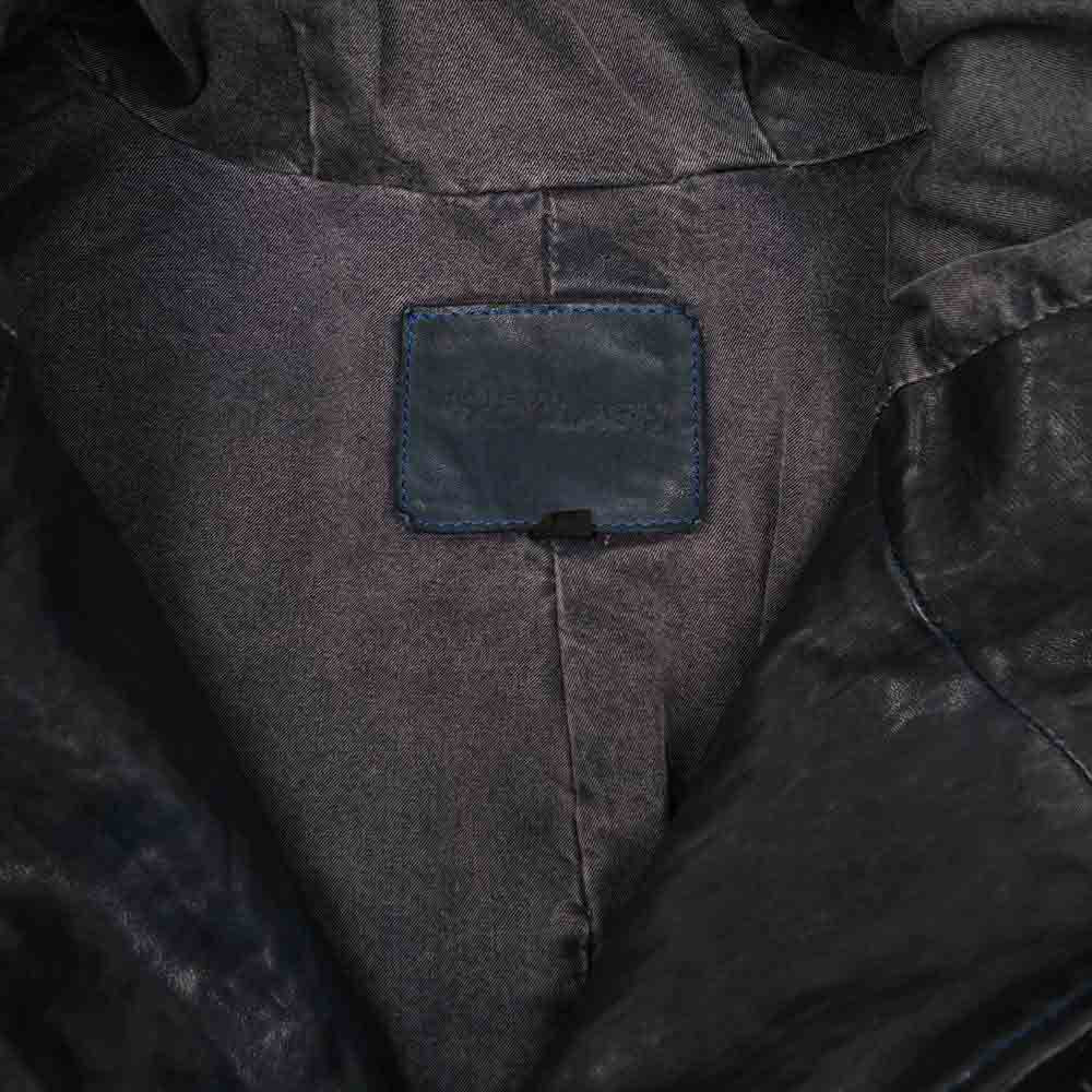 ISAMUKATAYAMA BACKLASH イサムカタヤマバックラッシュ 1367-05 ジャパンホース 製品染め フード パーカー レザー ライダース ジャケット ダークネイビー系 M【中古】