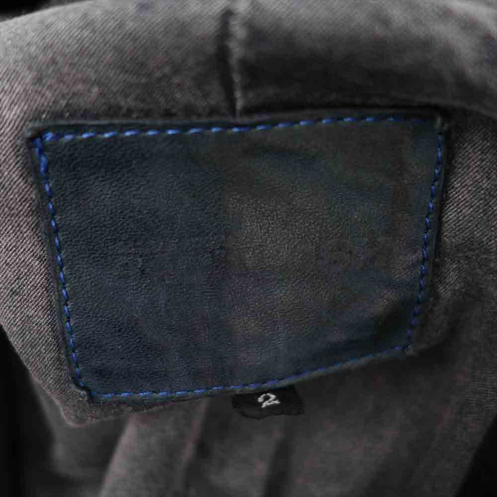 ISAMUKATAYAMA BACKLASH イサムカタヤマバックラッシュ 1367-05 ジャパンホース 製品染め フード パーカー レザー ライダース ジャケット ダークネイビー系 M【中古】