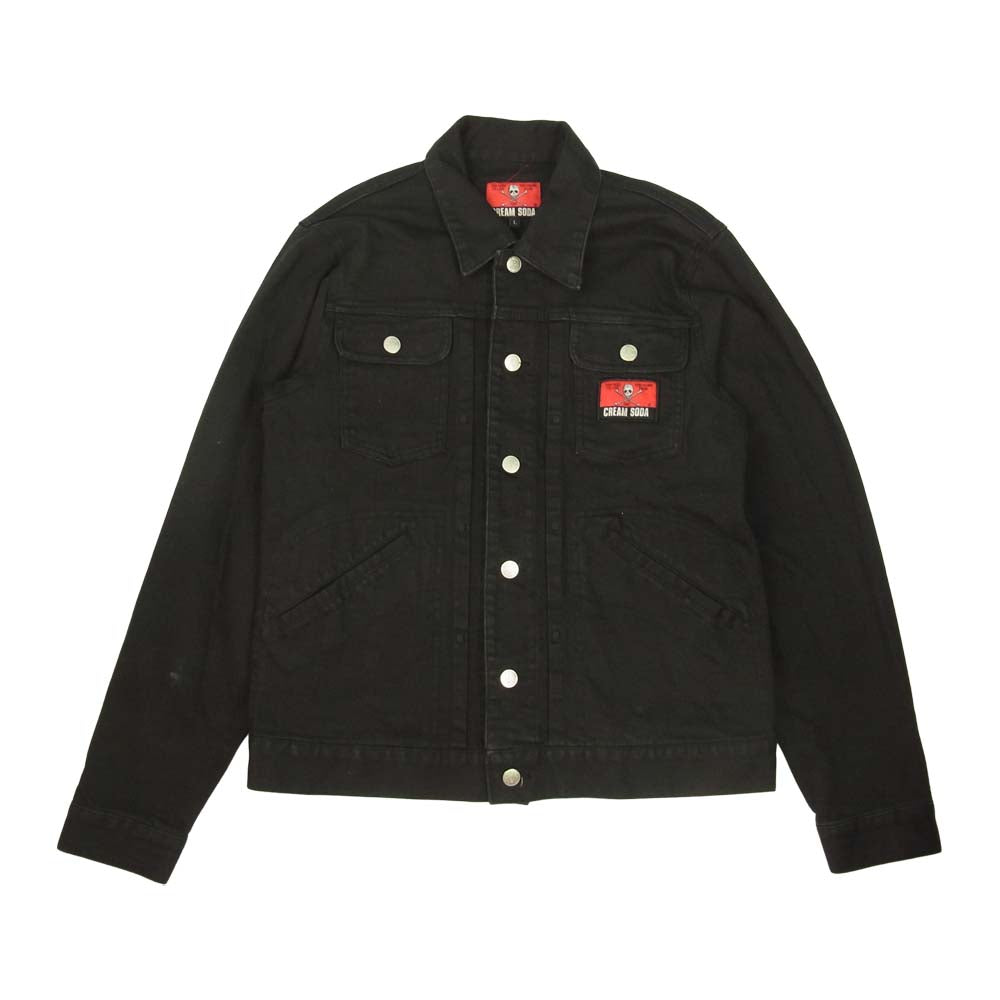 CREAM SODA クリームソーダ PD18BL-01 コットン デニム風 ストレッチ ジャケット ブラック系 L【中古】