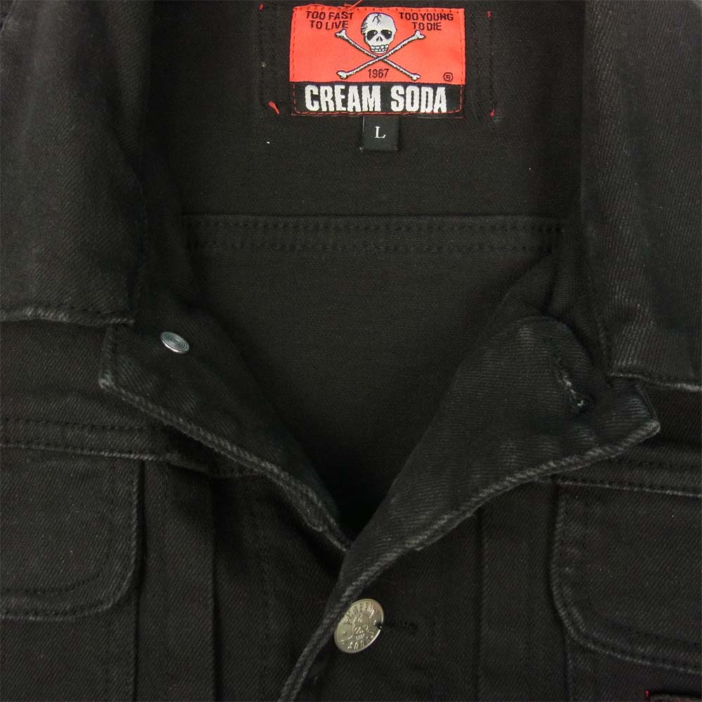 CREAM SODA クリームソーダ PD18BL-01 コットン デニム風 ストレッチ ジャケット ブラック系 L【中古】