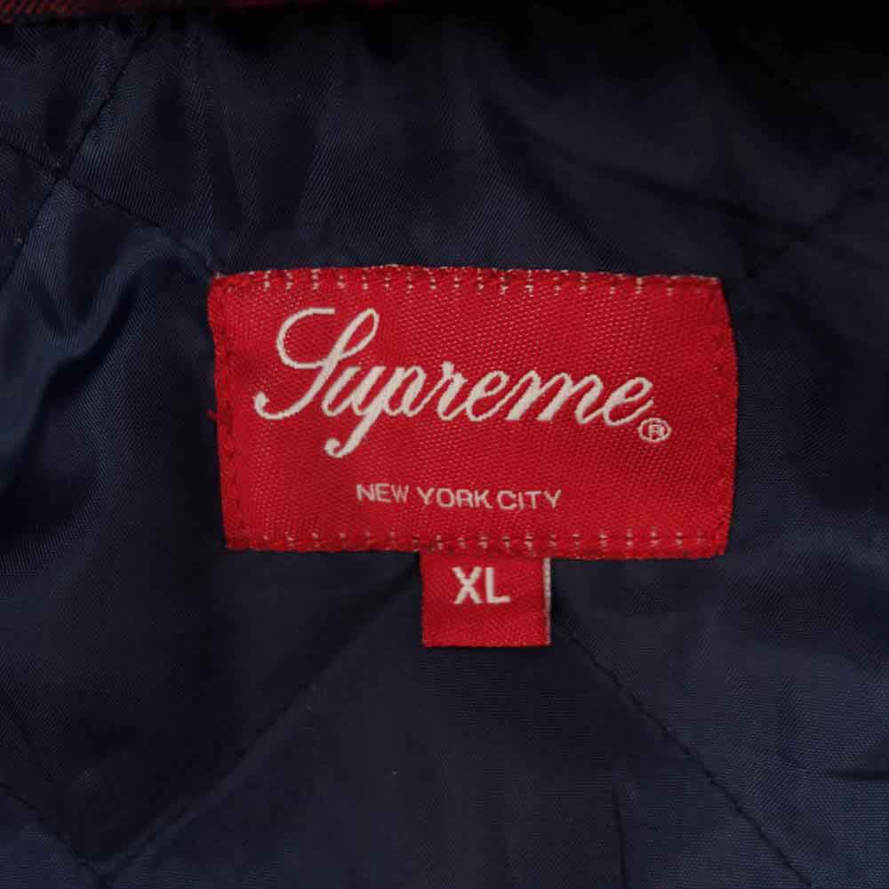 Supreme シュプリーム 14AW QUILTED ZIP FLANNEL キルティングライナー付 チェック シャツ ジップアップ ジャケット レッド系 XL【中古】