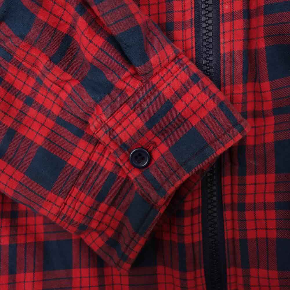 Supreme シュプリーム 14AW QUILTED ZIP FLANNEL キルティングライナー付 チェック シャツ ジップアップ ジャケット レッド系 XL【中古】