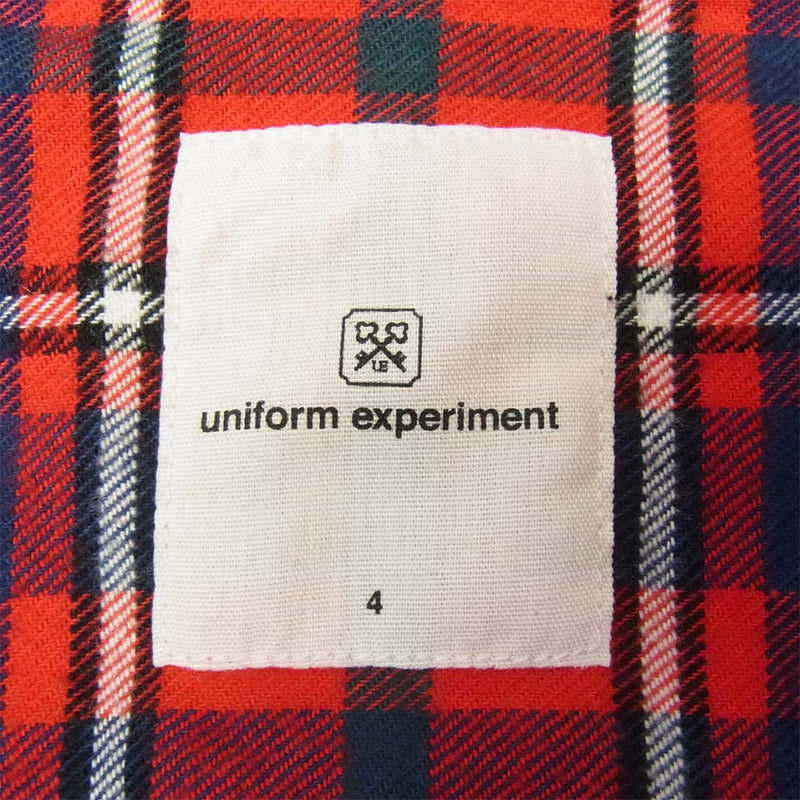 uniform experiment ユニフォームエクスペリメント UE-192039 FLANNEL CHECK DRIPPING B.D SHIRT ペイント加工 フランネル ボタンダウン シャツ レッド系 4【中古】