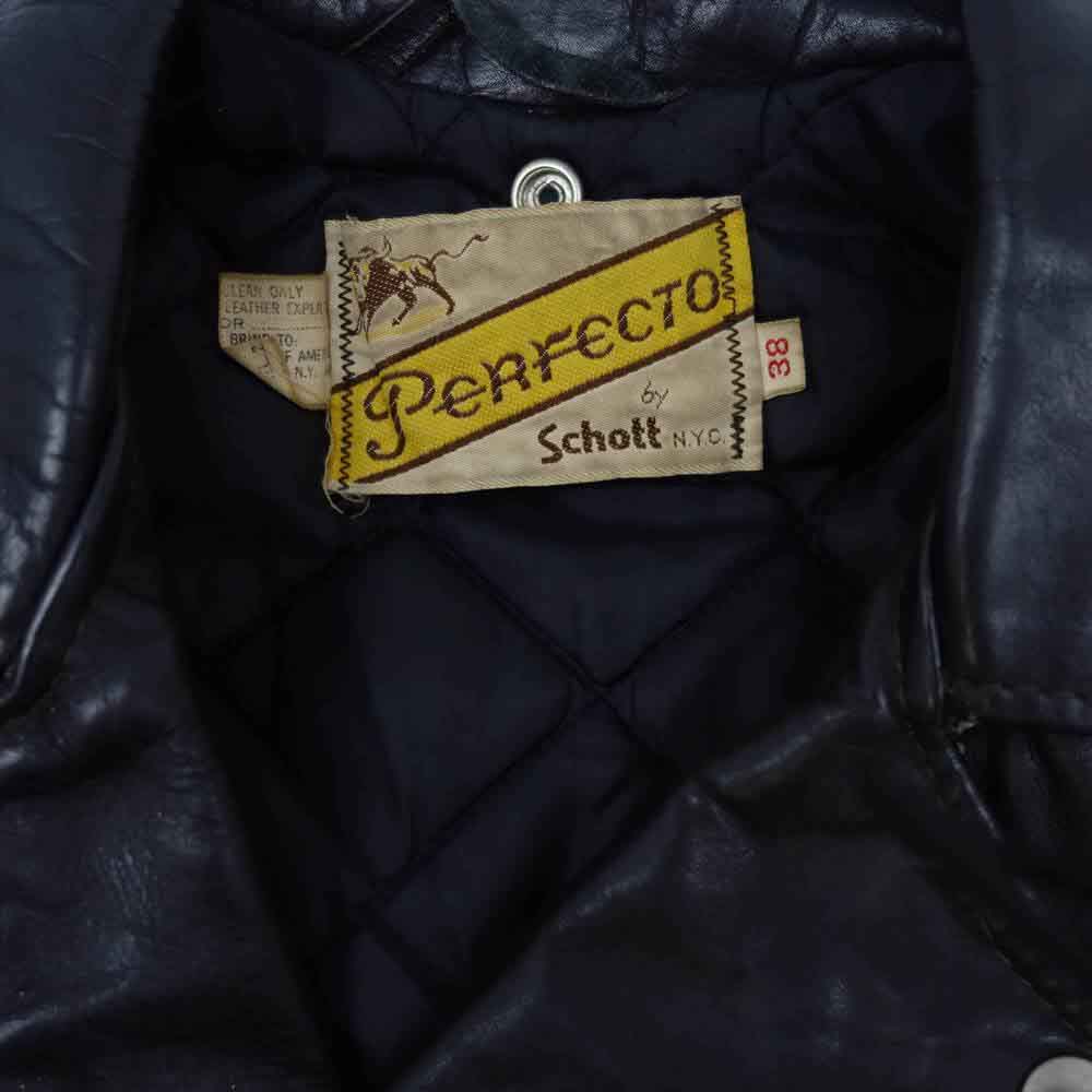 schott ショット ヴィンテージ 牛タグ TALON ZIP レザー ダブル ライダース ジャケット ブラック系 38【中古】