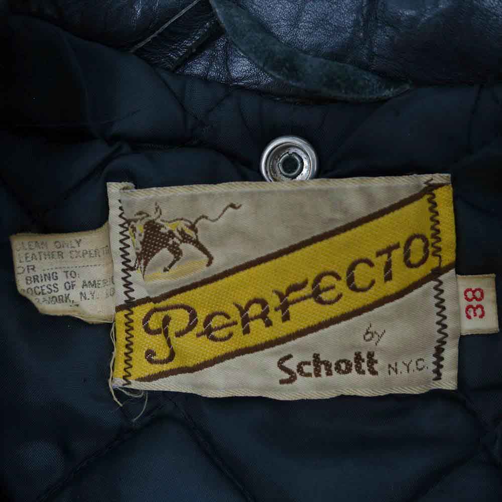 schott ショット ヴィンテージ 牛タグ TALON ZIP レザー ダブル ライダース ジャケット ブラック系 38【中古】