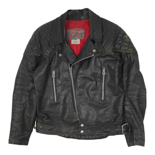 TT レザー ヴィンテージ パテッド レザー ダブル ライダース ジャケット ブラック系 40【中古】
