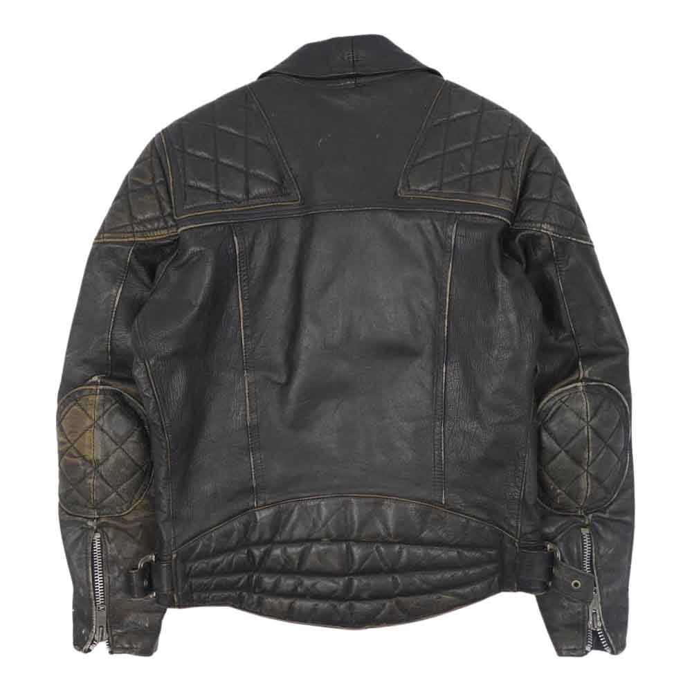 TT レザー ヴィンテージ パテッド レザー ダブル ライダース ジャケット ブラック系 40【中古】