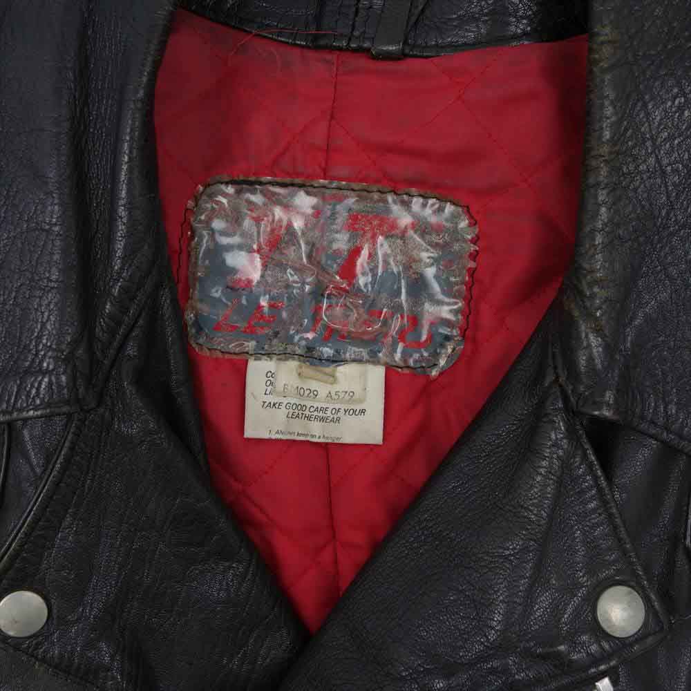 TT レザー ヴィンテージ パテッド レザー ダブル ライダース ジャケット ブラック系 40【中古】