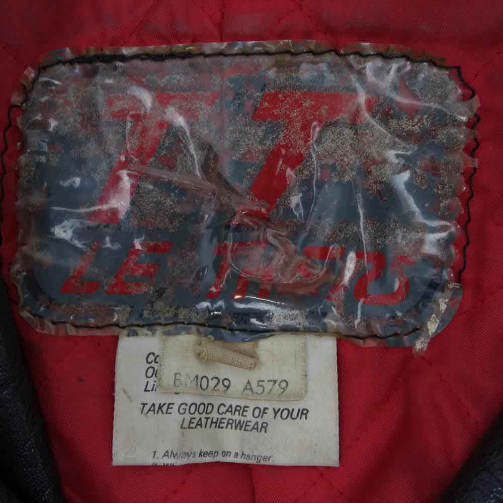 TT レザー ヴィンテージ パテッド レザー ダブル ライダース ジャケット ブラック系 40【中古】