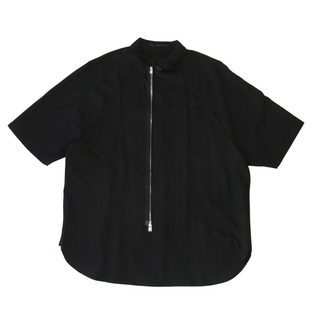 ato アトウ riri ジップ ボックス 半袖 シャツ ブラック系 46【中古】