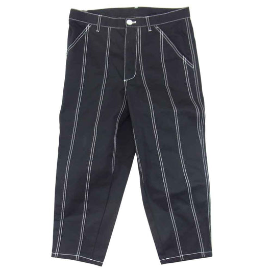 COMME des GARCONS コムデギャルソン SHIRT S26151 フランス製 綿ツイル ストライプ ステッチ テーパード パンツ ブラック系 XS【美品】【中古】