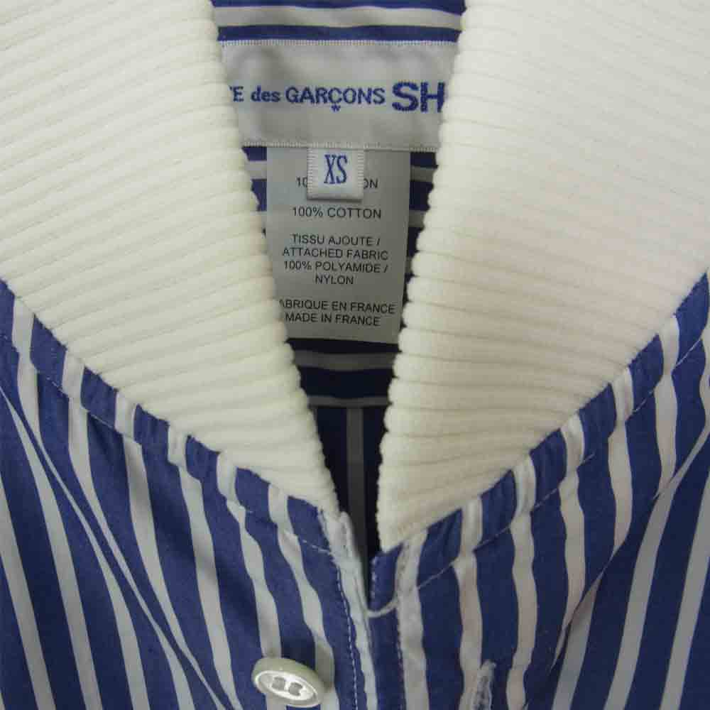 COMME des GARCONS コムデギャルソン SHIRT W25072 フランス製 ロング テール シャツ ブルー系【美品】【中古】