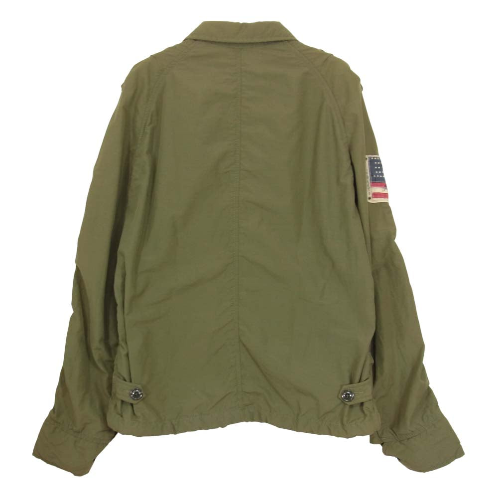 RALPH LAUREN ラルフローレン 国内正規品 星条旗 コットンナイロン 加工 ジップアップ ミリタリー ジャケット カーキ系 M【中古】