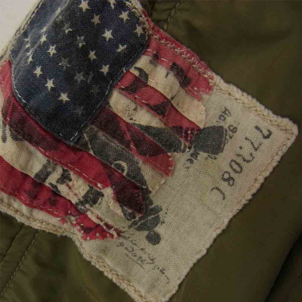 RALPH LAUREN ラルフローレン 国内正規品 星条旗 コットンナイロン 加工 ジップアップ ミリタリー ジャケット カーキ系 M【中古】