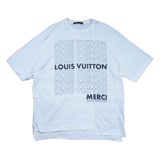 LOUIS VUITTON ルイ・ヴィトン 18AW HFY06W 国内正規品 Printed Patchwork Oversize Tee プリント パッチワーク 半袖Tシャツ ホワイト系 M【中古】