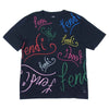 FENDI フェンディ 21AW FY0936 AH0V 国内正規品 ARTIST ALLOVER TEE マルチ レタリング ロゴ クルーネック ジャージー 半袖 Tシャツ ブラック系【中古】