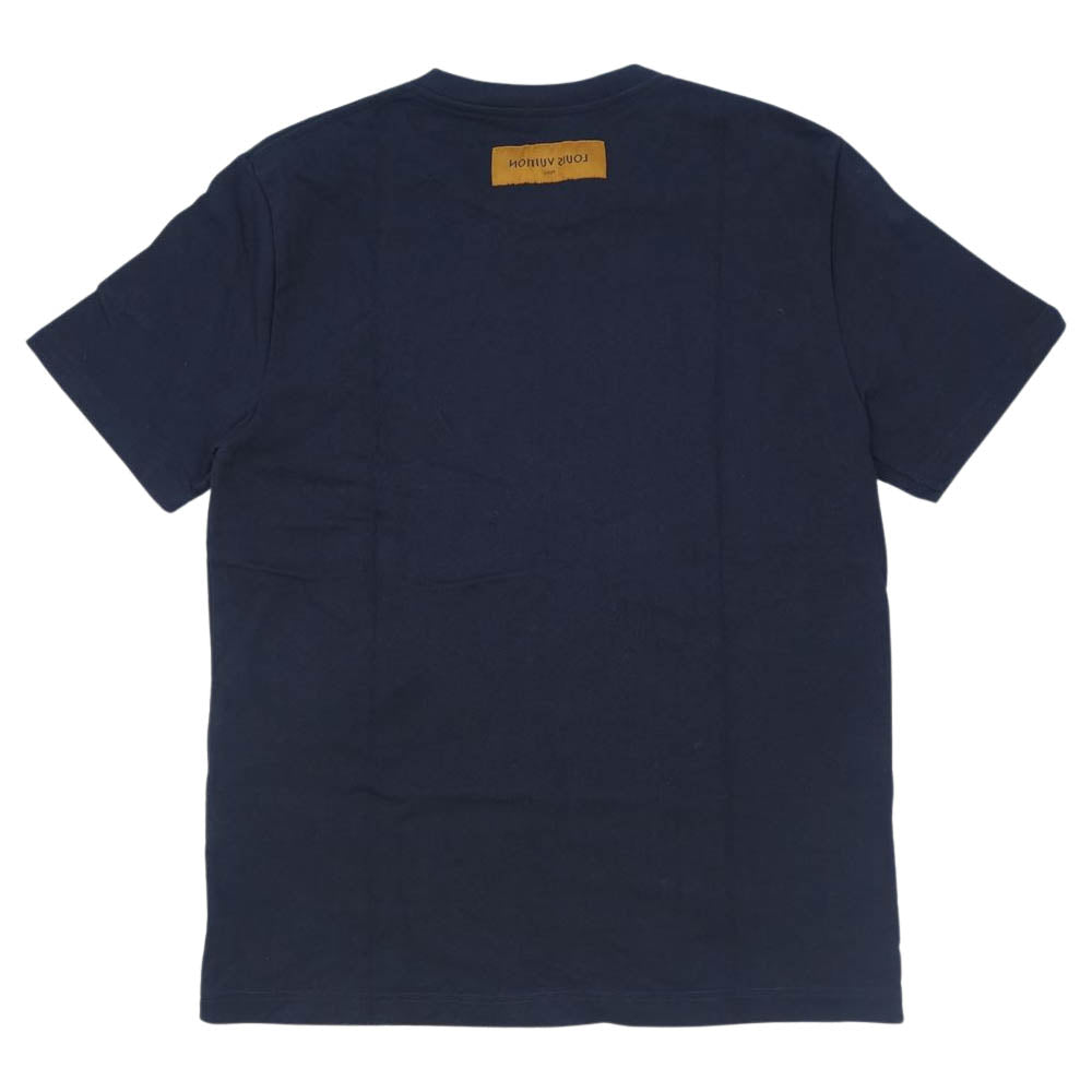 LOUIS VUITTON ルイ・ヴィトン 20AW 1A89VY 国内正規品 エンブロイダリー LVフラワー ステッチ 半袖 Tシャツ ネイビー系 M【中古】