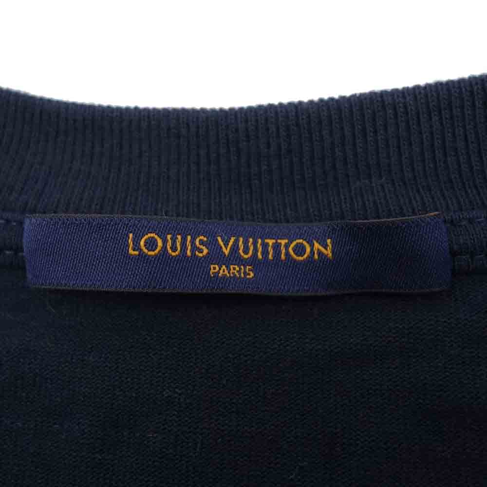 LOUIS VUITTON ルイ・ヴィトン 20AW 1A89VY 国内正規品 エンブロイダリー LVフラワー ステッチ 半袖 Tシャツ ネイビー系 M【中古】