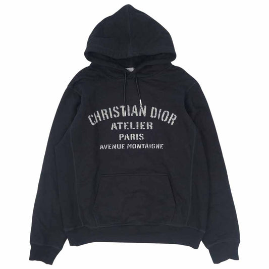 Dior ディオール 20AW 043J646A0531 ATELIER アトリエ ロゴ プルオーバー パーカー フーディ ブラック系 L【中古】