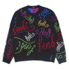 FENDI フェンディ 21AW FZY463 AH3E 国内正規品 ARTIST ALLOVER KNIT マルチ レタリング ロゴ クルーネック ニット セーター ブラック系 50【中古】