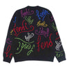 FENDI フェンディ 21AW FZY463 AH3E 国内正規品 ARTIST ALLOVER KNIT マルチ レタリング ロゴ クルーネック ニット セーター ブラック系 50【中古】