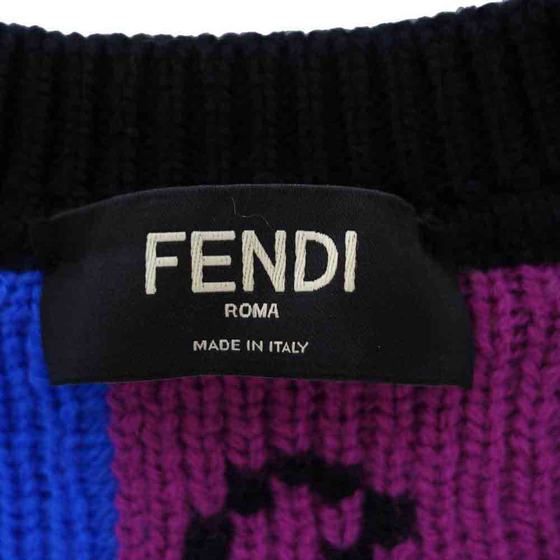 フェンディ ウール クルーネック セーター FZY463 AH3E メンズ ブラック マルチカラー FENDI  【アパレル・小物】