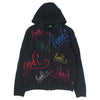 FENDI フェンディ 21AW FY0984 AH0W 国内正規品 ARTIST ALLOVER HOODIE マルチ レタリング ロゴ 刺繍 フルジップ パーカー フーディ ブラック系 XL【中古】