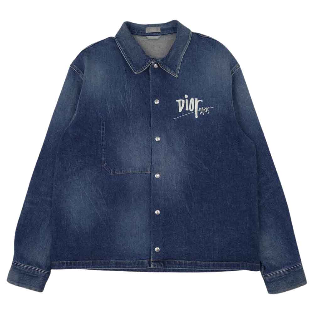 Dior ディオール × Shawn Stussy 国内正規品 20AW 033D491AY988 Bee Denim Jacket ショーン ステューシー ビー デニム ジャケット インディゴブルー系 50【中古】