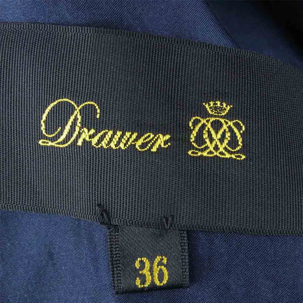 Drawer ドゥロワー コットン シルク フリル ベスト ノースリーブ ネイビー系 36【中古】