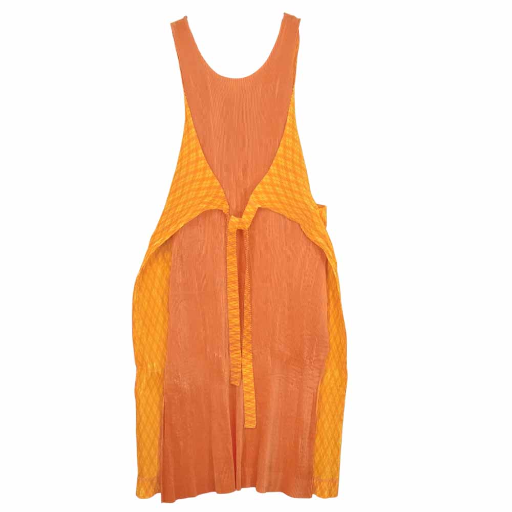 ISSEY MIYAKE イッセイミヤケ im MIYAKE DESIGN STUDIO プリーツ加工 切替 ワンピース チェック柄×オレンジ オレンジ系 サイズ表記無【中古】