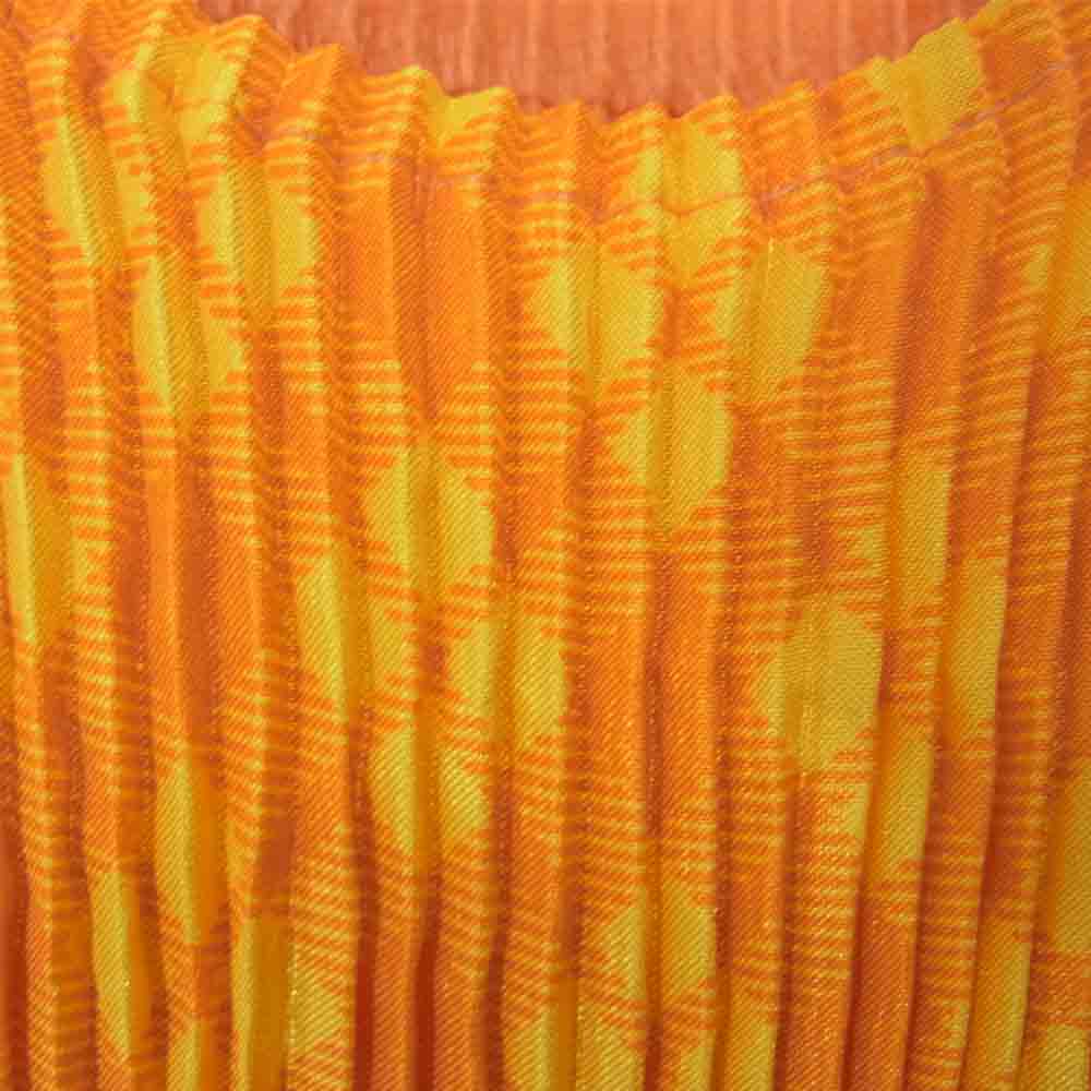 ISSEY MIYAKE イッセイミヤケ im MIYAKE DESIGN STUDIO プリーツ加工 切替 ワンピース チェック柄×オレンジ オレンジ系 サイズ表記無【中古】