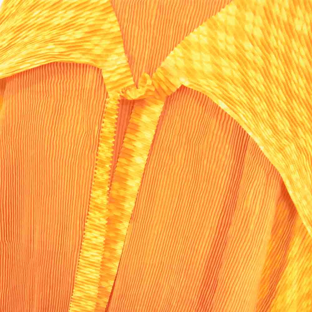 ISSEY MIYAKE イッセイミヤケ im MIYAKE DESIGN STUDIO プリーツ加工 切替 ワンピース チェック柄×オレンジ オレンジ系 サイズ表記無【中古】