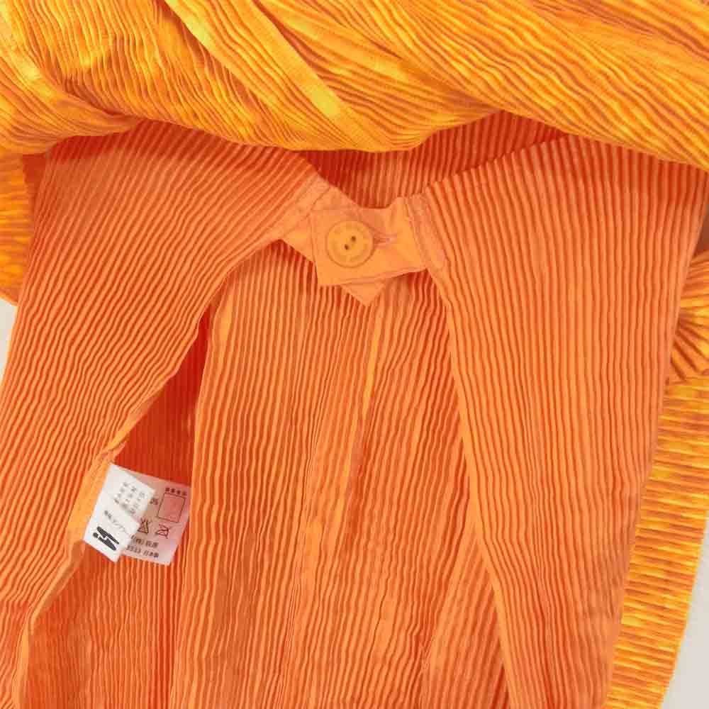 ISSEY MIYAKE イッセイミヤケ im MIYAKE DESIGN STUDIO プリーツ加工 切替 ワンピース チェック柄×オレンジ オレンジ系 サイズ表記無【中古】