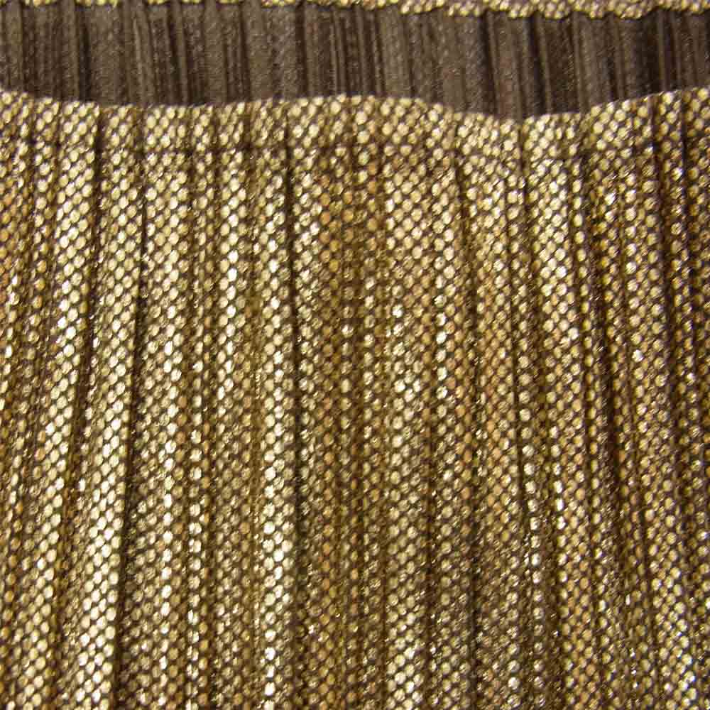PLEATS PLEASE プリーツプリーズ イッセイミヤケ ISSEY MIYAKE イッセイミヤケ PP78JK504 箔プリント ハイネック カットソー ゴールド系 3【美品】【中古】