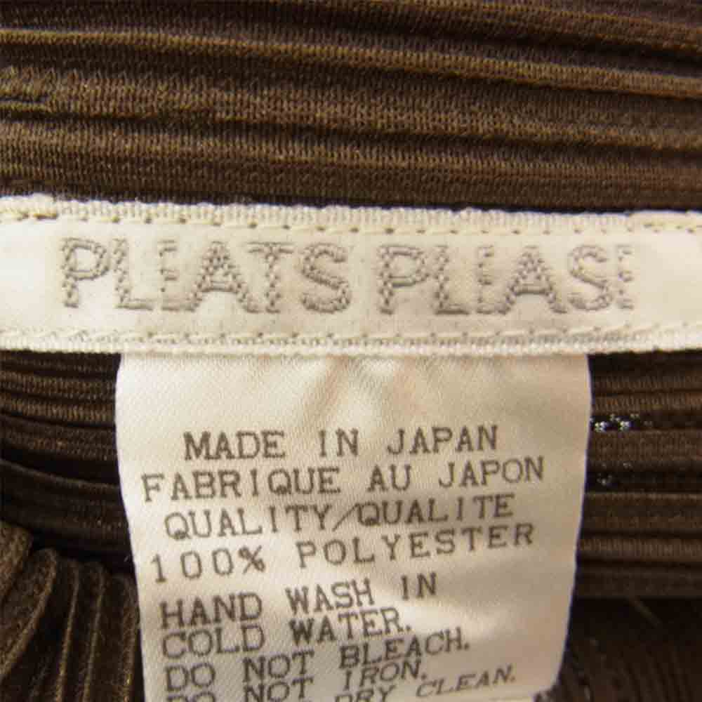 PLEATS PLEASE プリーツプリーズ イッセイミヤケ ISSEY MIYAKE イッセイミヤケ PP78JK504 箔プリント ハイネック カットソー ゴールド系 3【美品】【中古】