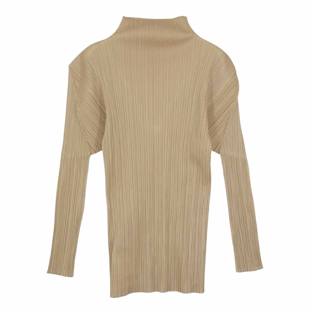 PLEATS PLEASE プリーツプリーズ イッセイミヤケ ISSEY MIYAKE イッセイミヤケ PP04-JK604 プリーツ加工 ハイネック カットソー ベージュ系 ベージュ系 3【美品】【中古】