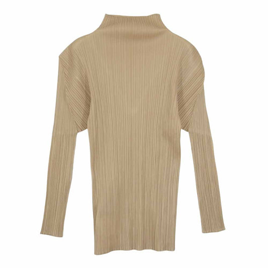 PLEATS PLEASE プリーツプリーズ イッセイミヤケ ISSEY MIYAKE イッセイミヤケ PP04-JK604 プリーツ加工 ハイネック カットソー ベージュ系 ベージュ系 3【美品】【中古】