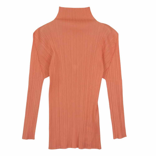 PLEATS PLEASE プリーツプリーズ イッセイミヤケ ISSEY MIYAKE イッセイミヤケ PP41-JK604 プリーツ加工 ハイネック カットソー サーモンピンク ピンク系 M【美品】【中古】