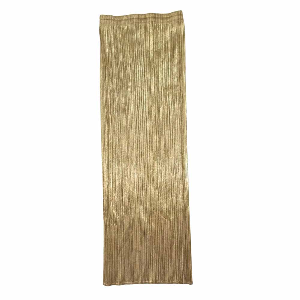 PLEATS PLEASE プリーツプリーズ イッセイミヤケ ISSEY MIYAKE イッセイミヤケ PP78JG513 箔プリント ロング タイトスカート ゴールド系 3【美品】【中古】