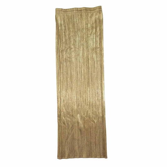 PLEATS PLEASE プリーツプリーズ イッセイミヤケ ISSEY MIYAKE イッセイミヤケ PP78JG513 箔プリント ロング タイトスカート ゴールド系 3【美品】【中古】