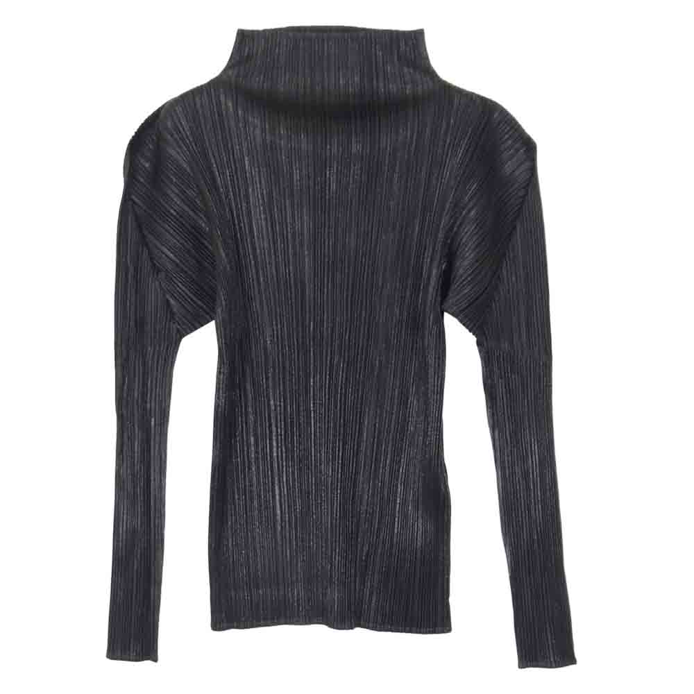 PLEATS PLEASE プリーツプリーズ イッセイミヤケ ISSEY MIYAKE イッセイミヤケ PP78JK404 光沢プリント ハイネック カットソー ブラック系 3【美品】【中古】