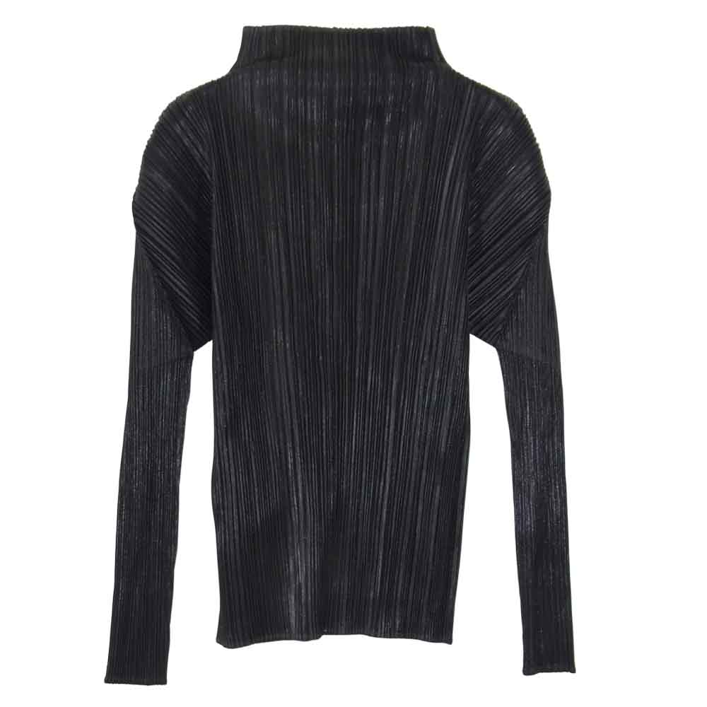 PLEATS PLEASE プリーツプリーズ イッセイミヤケ ISSEY MIYAKE イッセイミヤケ PP78JK404 光沢プリント ハイネック カットソー ブラック系 3【美品】【中古】