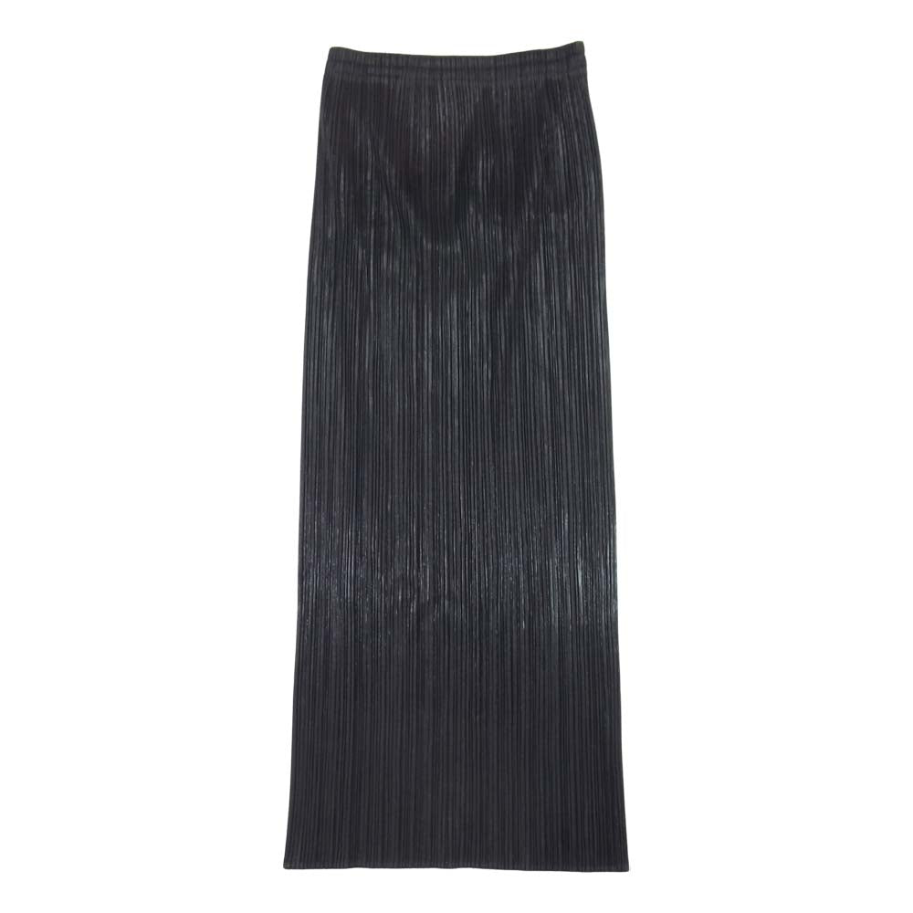 PLEATS PLEASE プリーツプリーズ イッセイミヤケ ISSEY MIYAKE イッセイミヤケ PP78JG413 光沢プリント ロング タイトスカート ブラック系 2【美品】【中古】