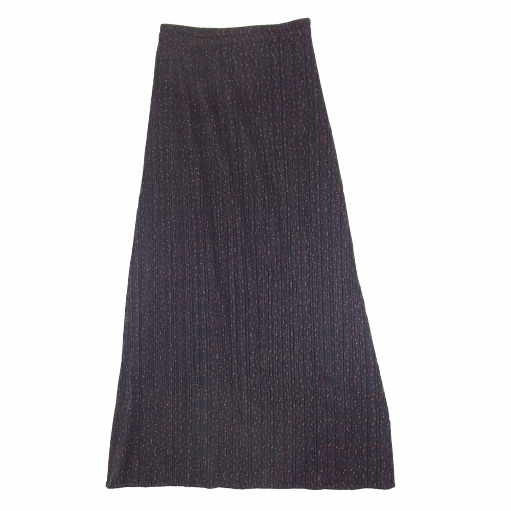 PLEATS PLEASE プリーツプリーズ イッセイミヤケ ISSEY MIYAKE イッセイミヤケ PP94-JG583 ウェーブステッチテキスタイル ロングスカート ブラック系 3【美品】【中古】